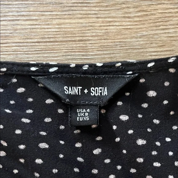 saint+sofia Black and White Dotted Midi Dress - Picture 2 of 5